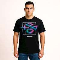 Polo Oficial PlayStation Botones 3D Negro